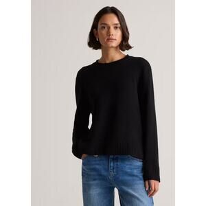 Mongolian Cashmere Boxy Crewneck Sweater Black Size L NWT